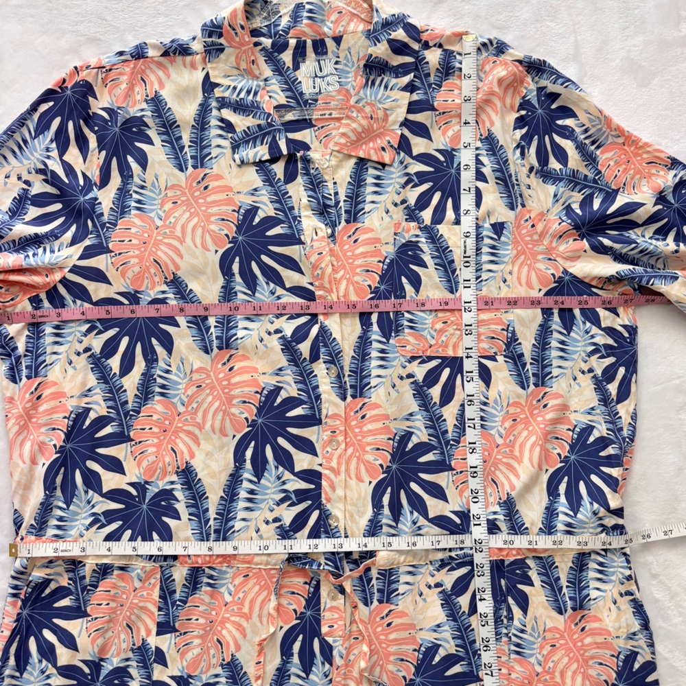 MUK LUKS Long Sleeve Wide Leg Tropical Print Utility Jumpsuit--NWT--2X - Picture 15 of 16